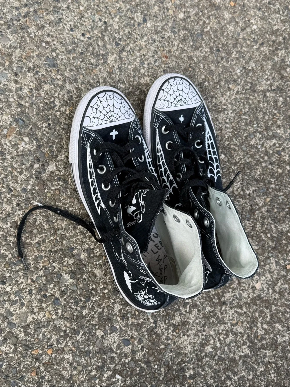 Black Graphic High-Top Sneakers